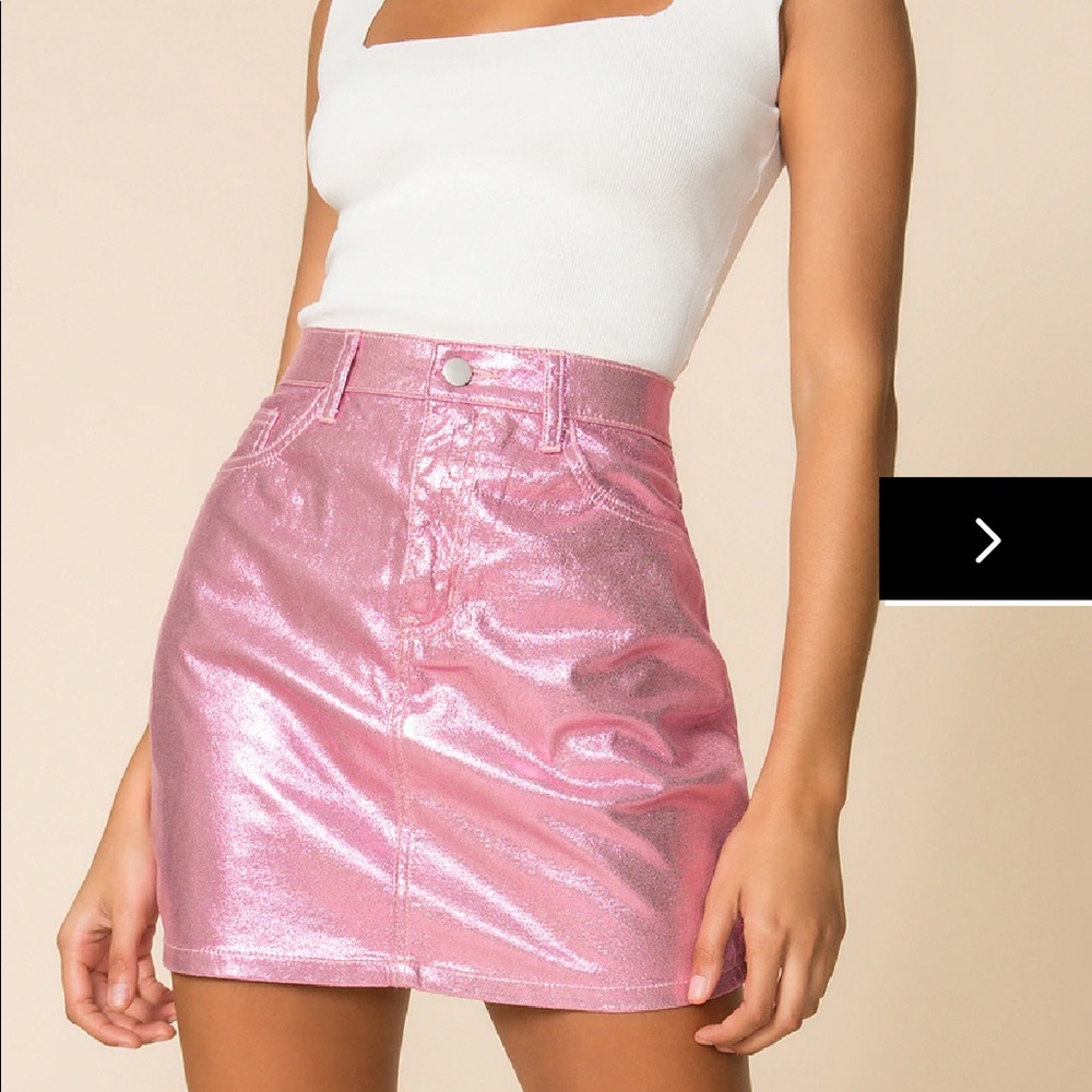 superdown Pink Metallic Mini Skirt